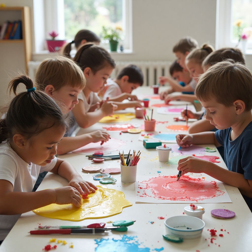 Children engaged in arts and crafts